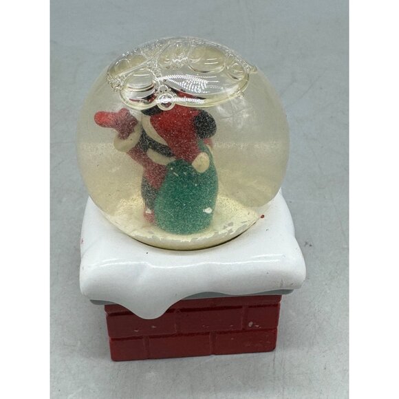 Christmas Disney 2002 Mickey Mouse Snow Globe Red Brick Base READ - Picture 3 of 6